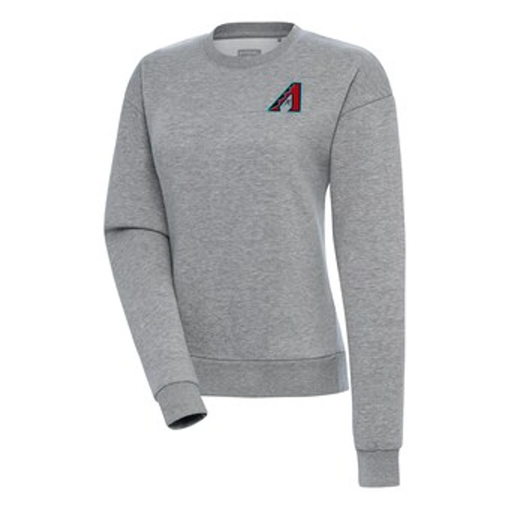 Women's Antigua Heather Gray Arizona Diamondbacks Victory Crewneck Pullover Sweatshirt