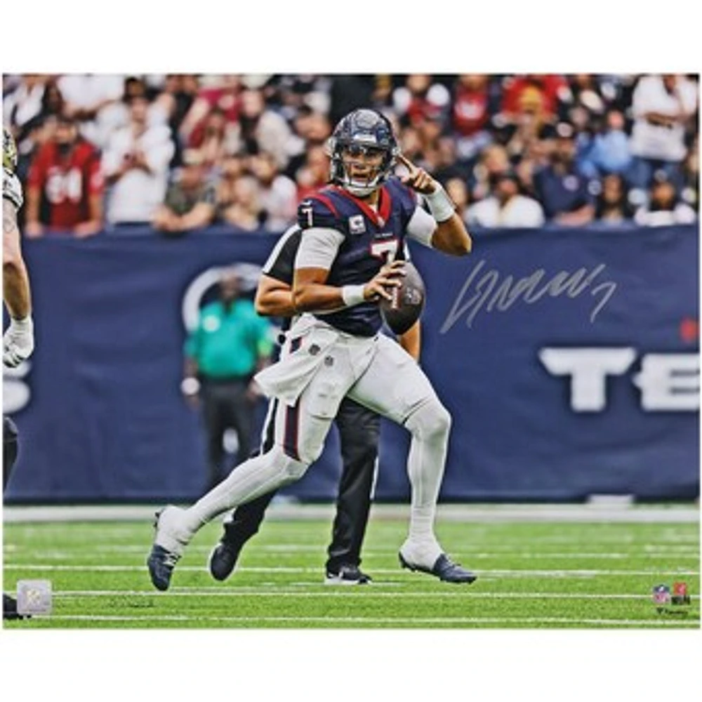 C.J. Stroud Houston Texans Autographed 16" x 20" Pointing Downfield vs. Saints Photograph