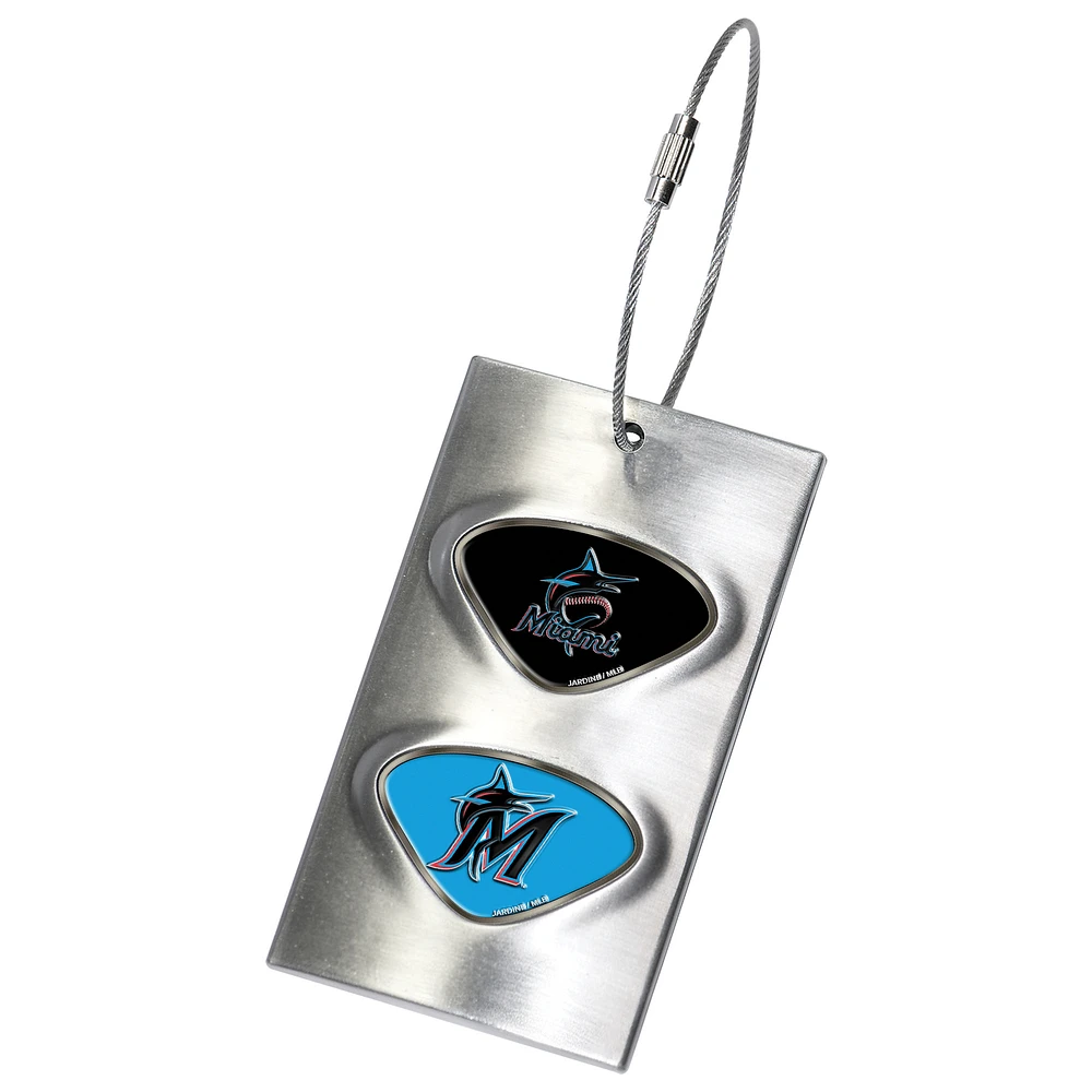 Silver Miami Marlins 3.5'' x 2'' Bag Tag