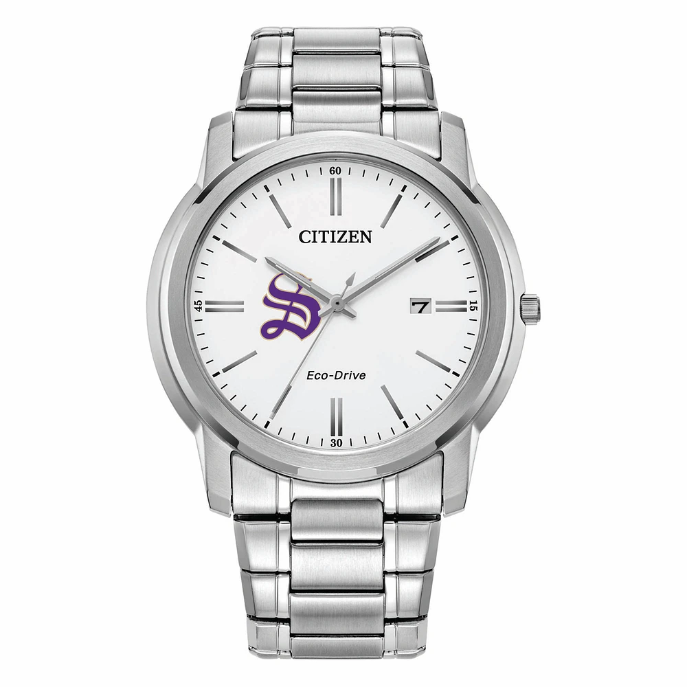 Men's Citizen Watch Silver Sewanee Tigers Eco-Drive White Dial Stainless Steel Watch