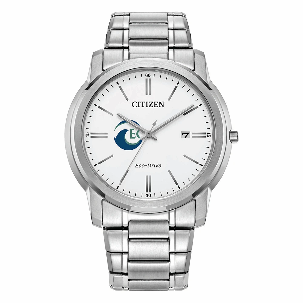 Men's Citizen Watch Silver Eckerd Tritons Eco-Drive White Dial Stainless Steel Watch