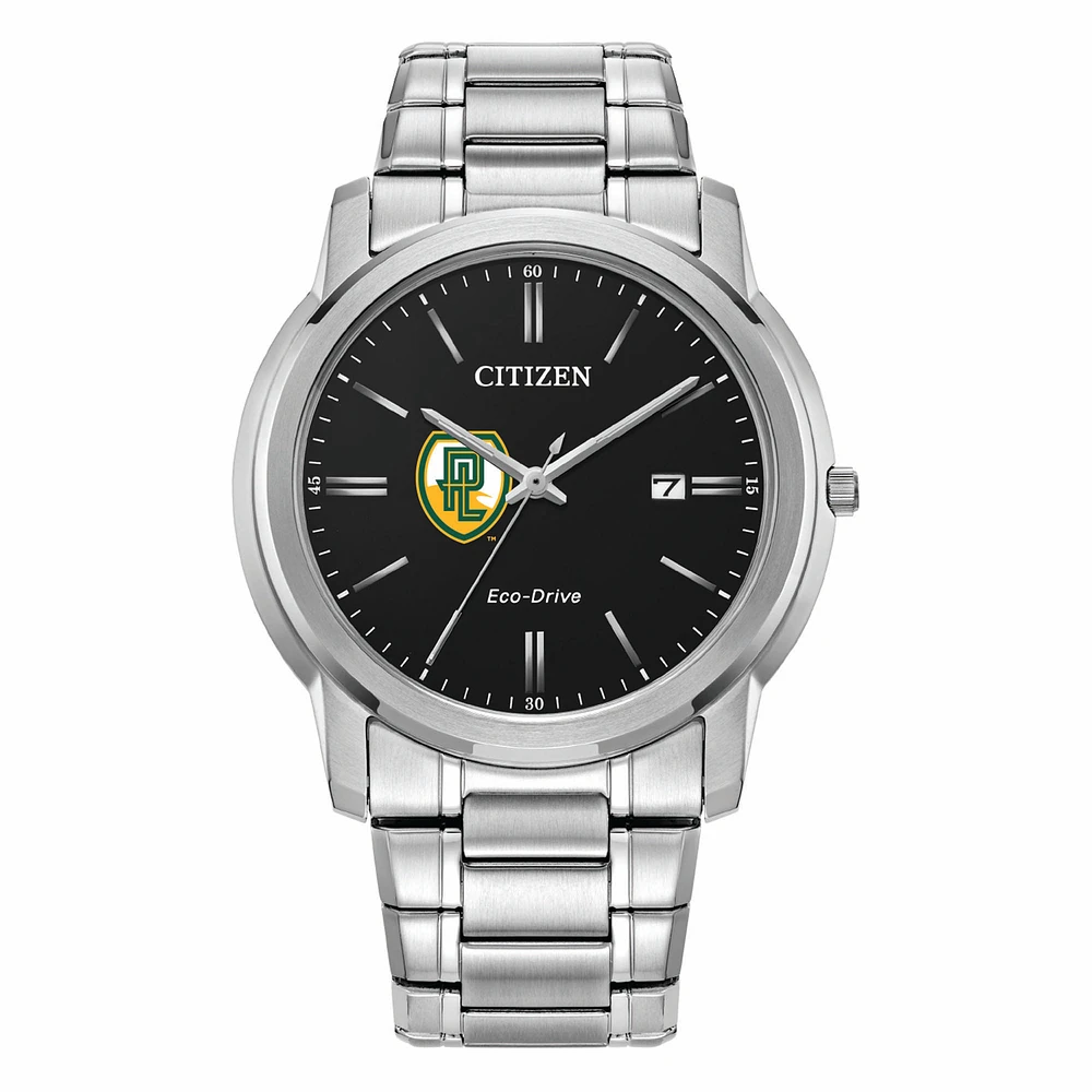 Men's Citizen Watch Silver Point Loma Sea Lions Eco-Drive Black Dial Stainless Steel Watch
