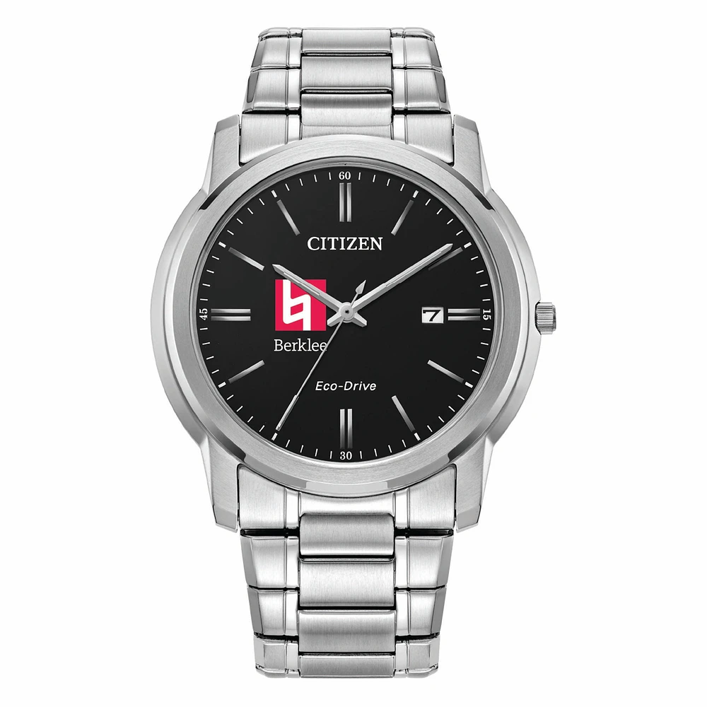 Men's Citizen Watch Silver Berklee College of Music Eco-Drive Black Dial Stainless Steel Watch