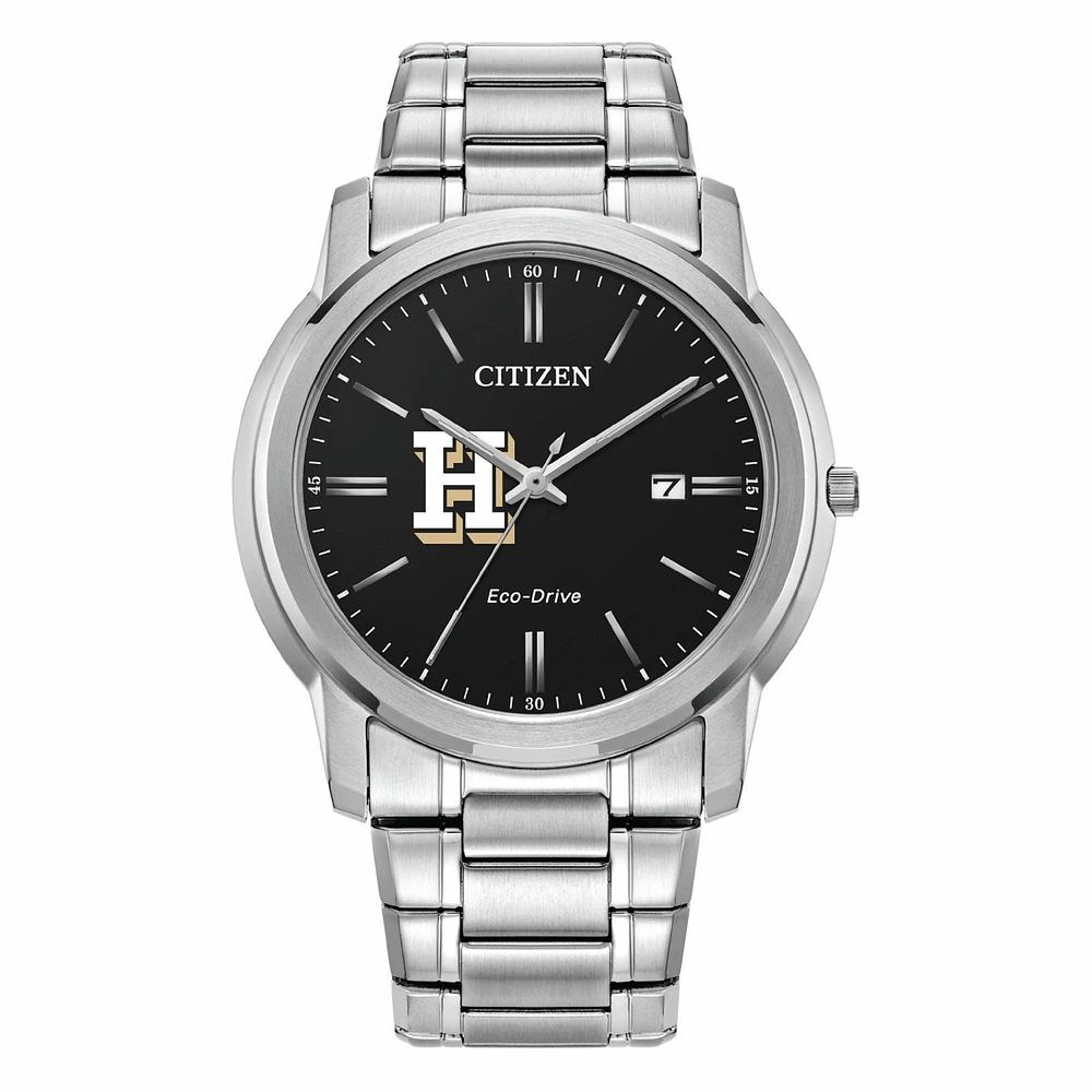 Men's Citizen Watch Silver Hamilton Continentals Eco-Drive Black Dial Stainless Steel Watch