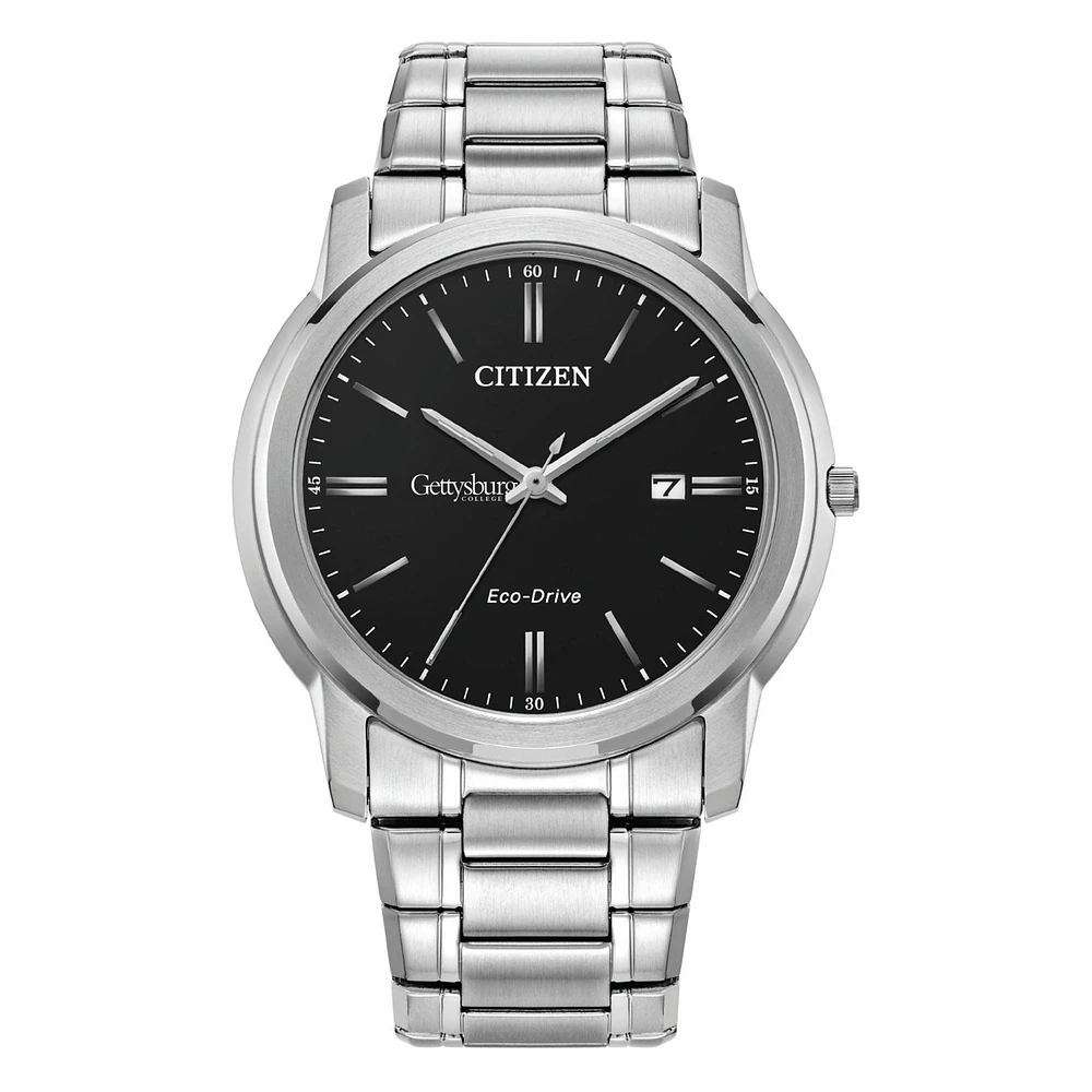 Men's Citizen Watch Silver Gettysburg Bullets Eco-Drive Black Dial Stainless Steel Watch