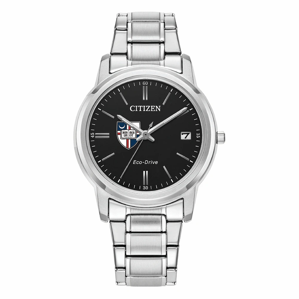 Women's Citizen Watch Silver Catholic University Cardinals Eco-Drive Black Dial Stainless Steel Watch