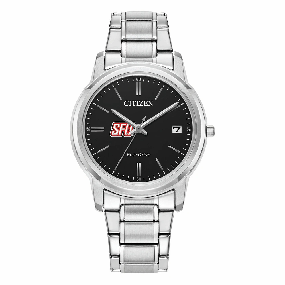 Women's Citizen Watch Silver Saint Francis Red Flash Eco-Drive Black Dial Stainless Steel Watch