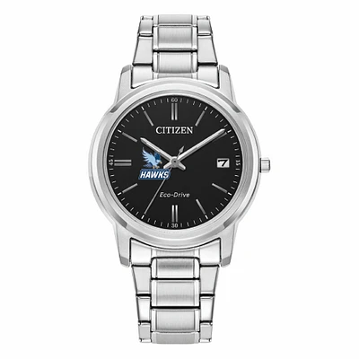 Women's Citizen Watch Silver RWU Hawks Eco-Drive Black Dial Stainless Steel Watch