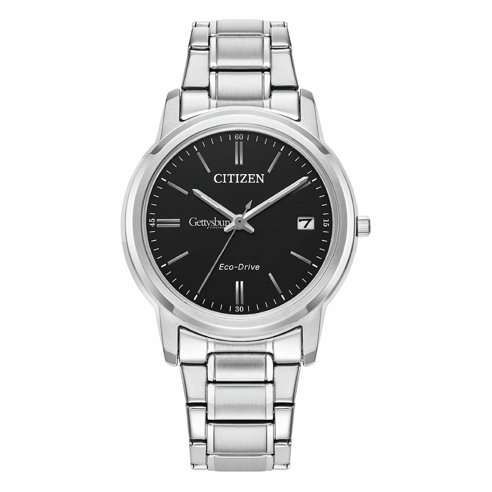 Women's Citizen Watch Silver Gettysburg Bullets Eco-Drive Black Dial Stainless Steel Watch