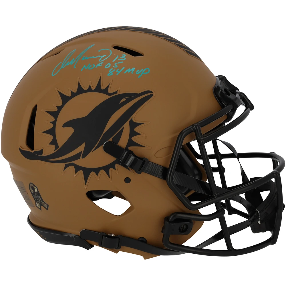 Limited Edition of 13: Dan Marino Miami Dolphins Autographed Riddell Authentic Helmet with Multiple Inscriptions