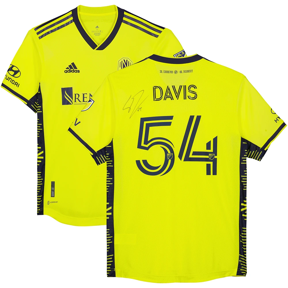 Sean Davis Nashville SC Autographed Match-Used #54 Yellow Jersey from the 2023 MLS Season