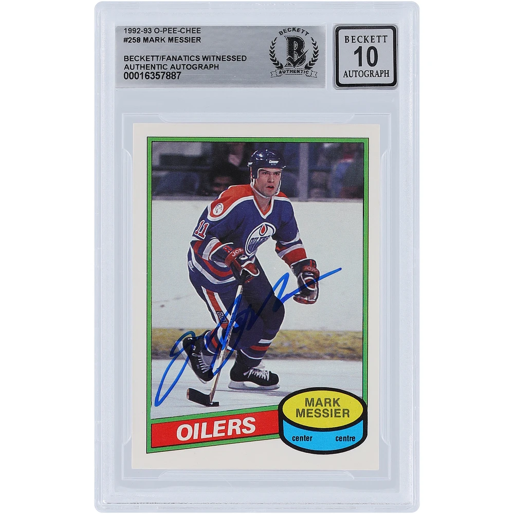 Mark Messier Edmonton Oilers Autographed 1992-93 O-Pee-Chee #258 Beckett Fanatics Witnessed Authenticated Card