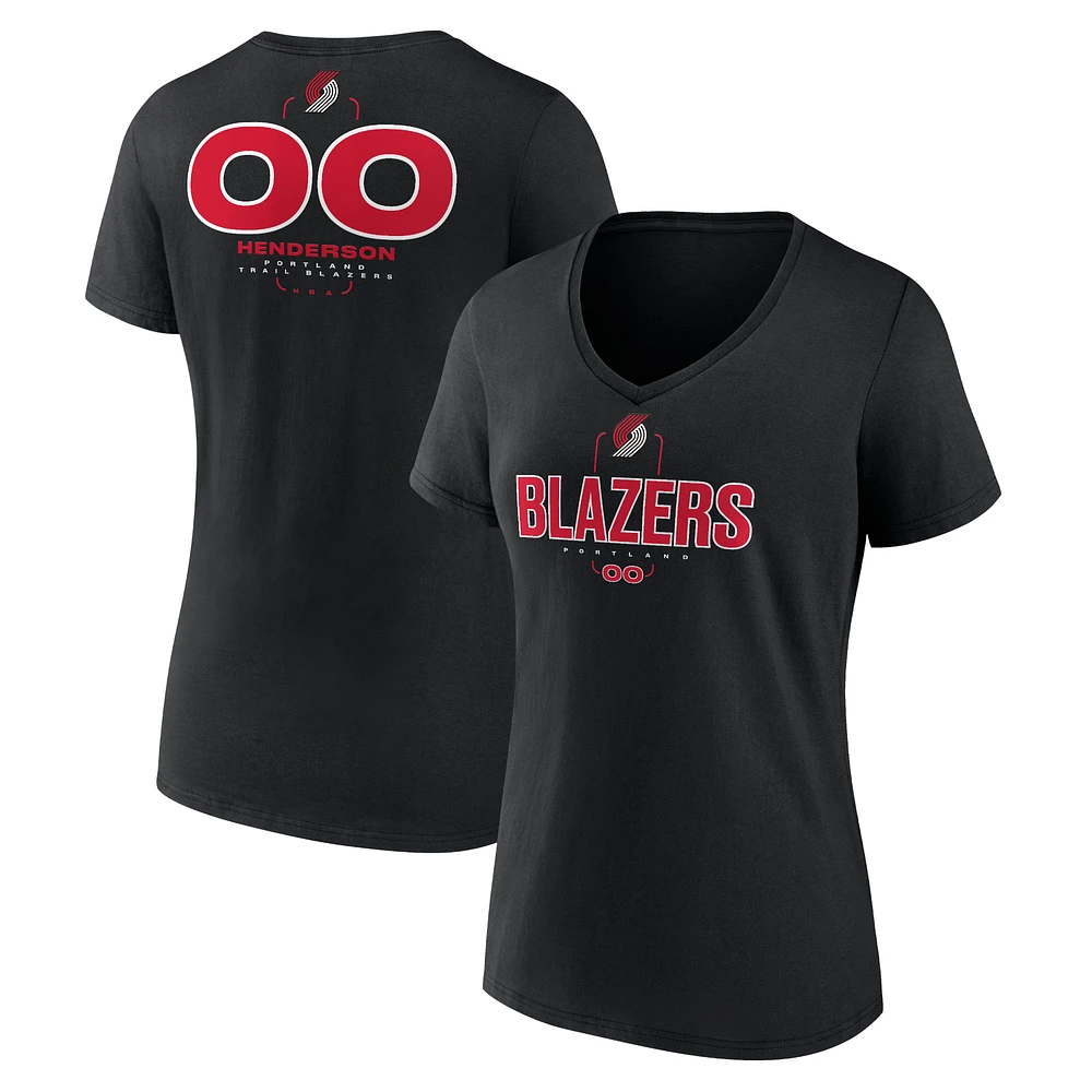 Women's Scoot Henderson Black Portland Trail Blazers Behind The Back Name & Number V-Neck T-Shirt