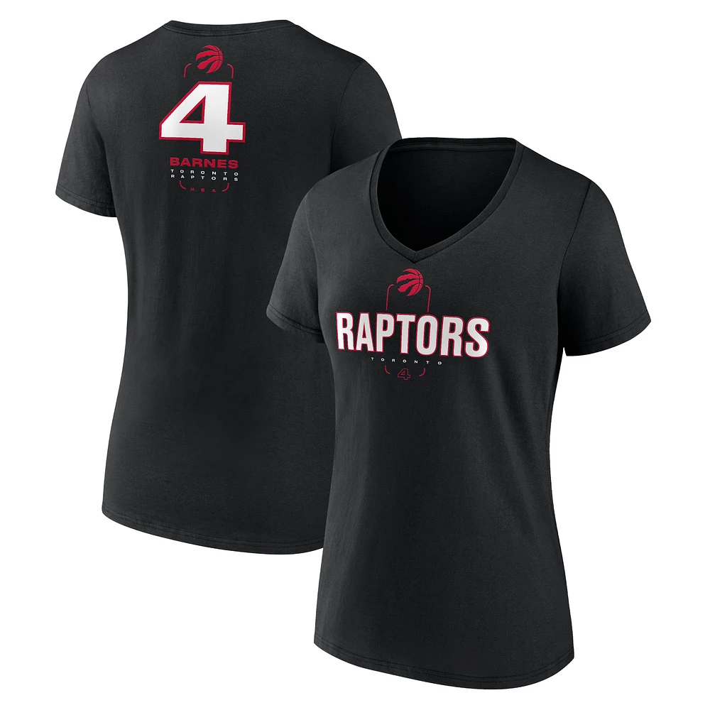 Women's Scottie Barnes Black Toronto Raptors Behind The Back Name & Number V-Neck T-Shirt