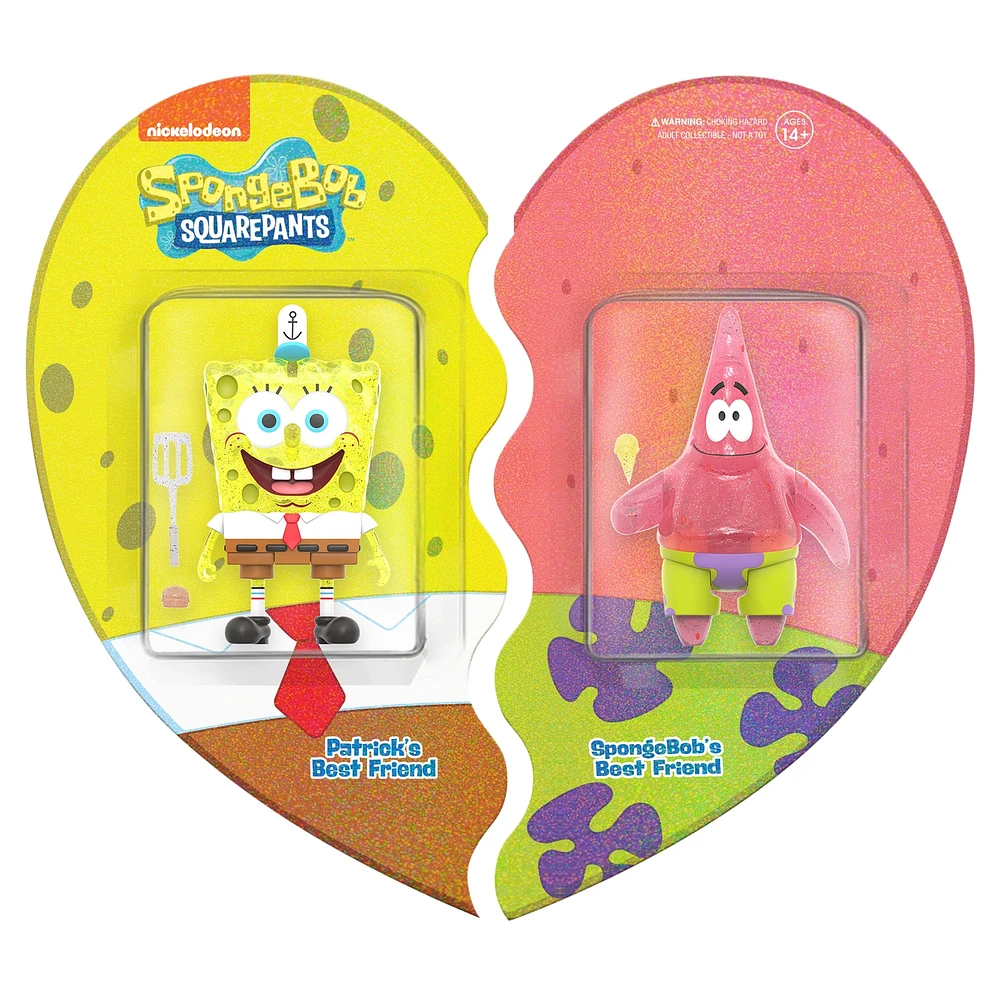 Super7 SpongeBob SquarePants SpongeBob And Patrick BFF 2-Pack (Glitter) ReAction Figures