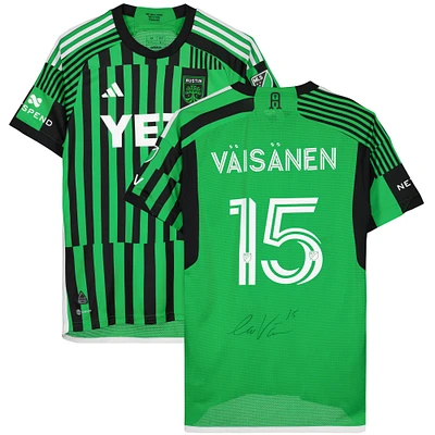 Leo Väisänen Austin FC Autographed Match-Used #15 Green Jersey from the 2023 MLS Season