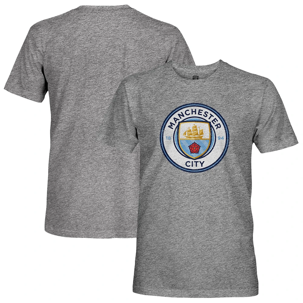 Men's 1863FC Heather Gray Manchester City Tri-Blend Color Crest T-Shirt