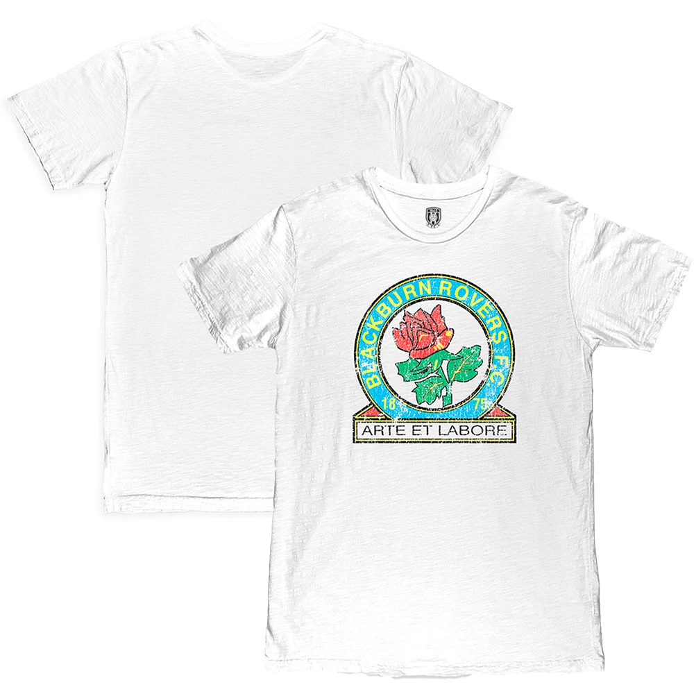 Men's 1863FC White Blackburn Rovers Color Crest Slub T-Shirt