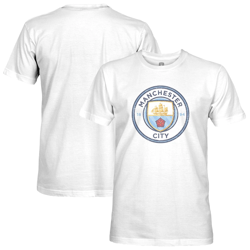 Men's 1863FC White Manchester City Color Crest Slub T-Shirt