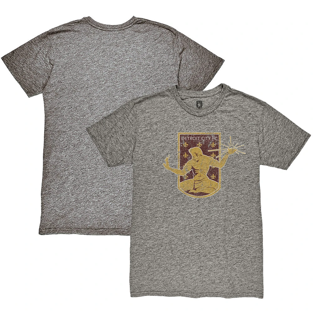 Men's 1863FC Heather Gray Detroit City FC Color Crest Twisted Tri-Blend Slub T-Shirt