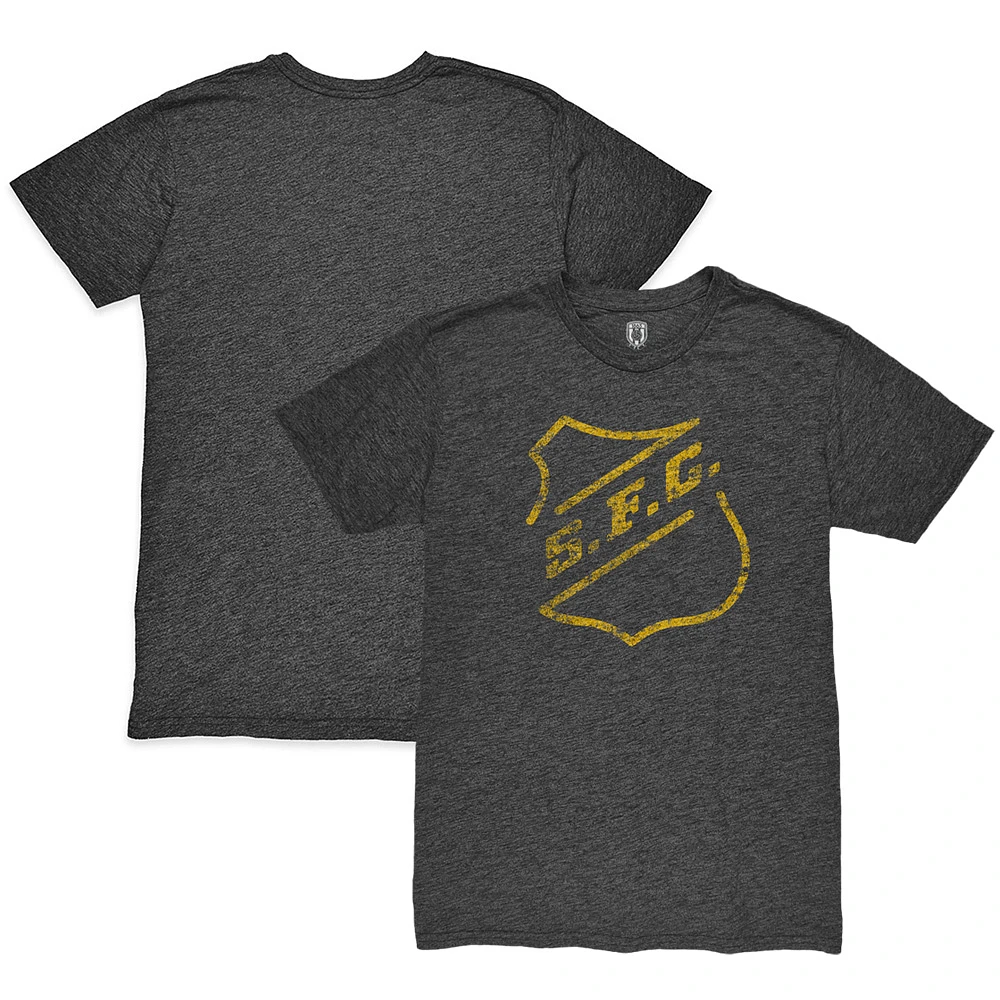 Men's 1863FC Heather Black Santos FC Retro Crest Twisted Tri-Blend Slub T-Shirt