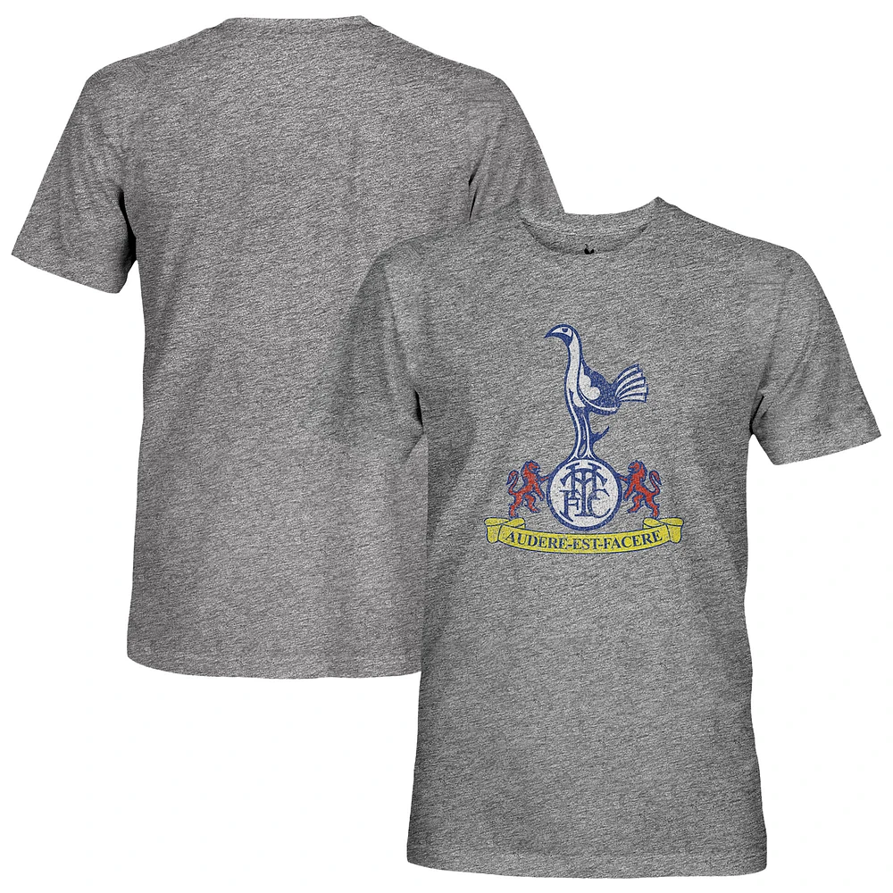 Men's 1863FC Heather Gray Tottenham Hotspur Retro Crest Twisted Tri-Blend Slub T-Shirt