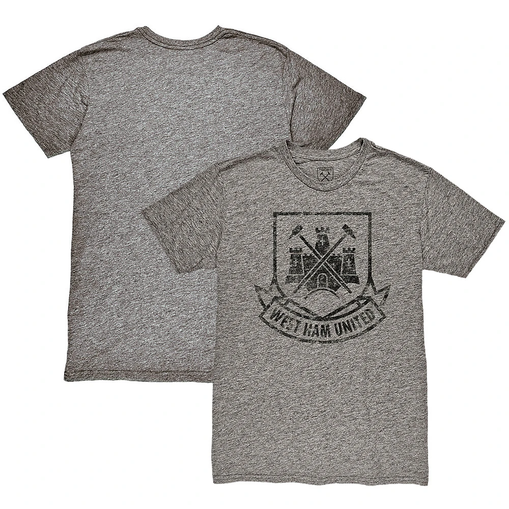 Men's 1863FC Heather Gray West Ham United Retro Crest Twisted Tri-Blend Slub T-Shirt