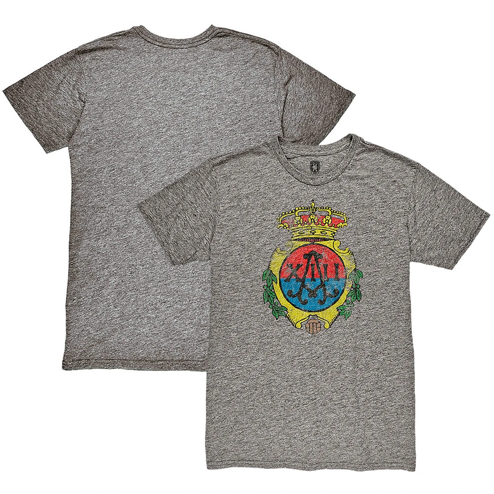 Men's 1863FC Heather Gray RCD Mallorca Retro Crest Twisted Tri-Blend Slub T-Shirt
