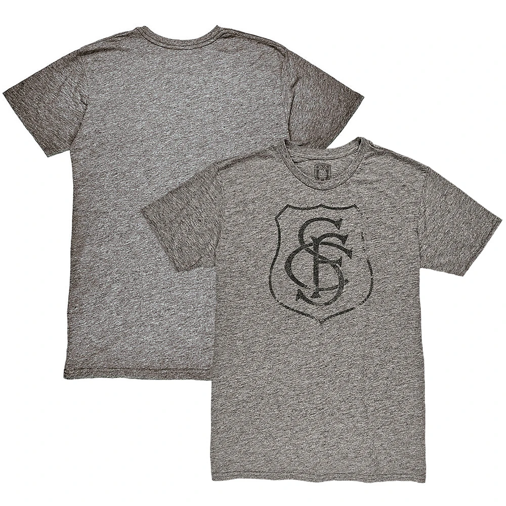 Men's 1863FC Heather Gray Santos FC Retro Crest Twisted Tri-Blend Slub T-Shirt