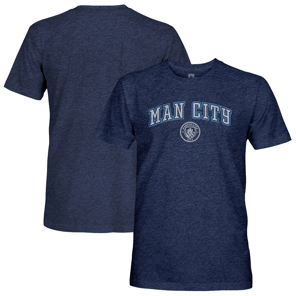 Men's 1863FC Heather Navy Manchester City Wordmark Twisted Tri-Blend Slub T-Shirt
