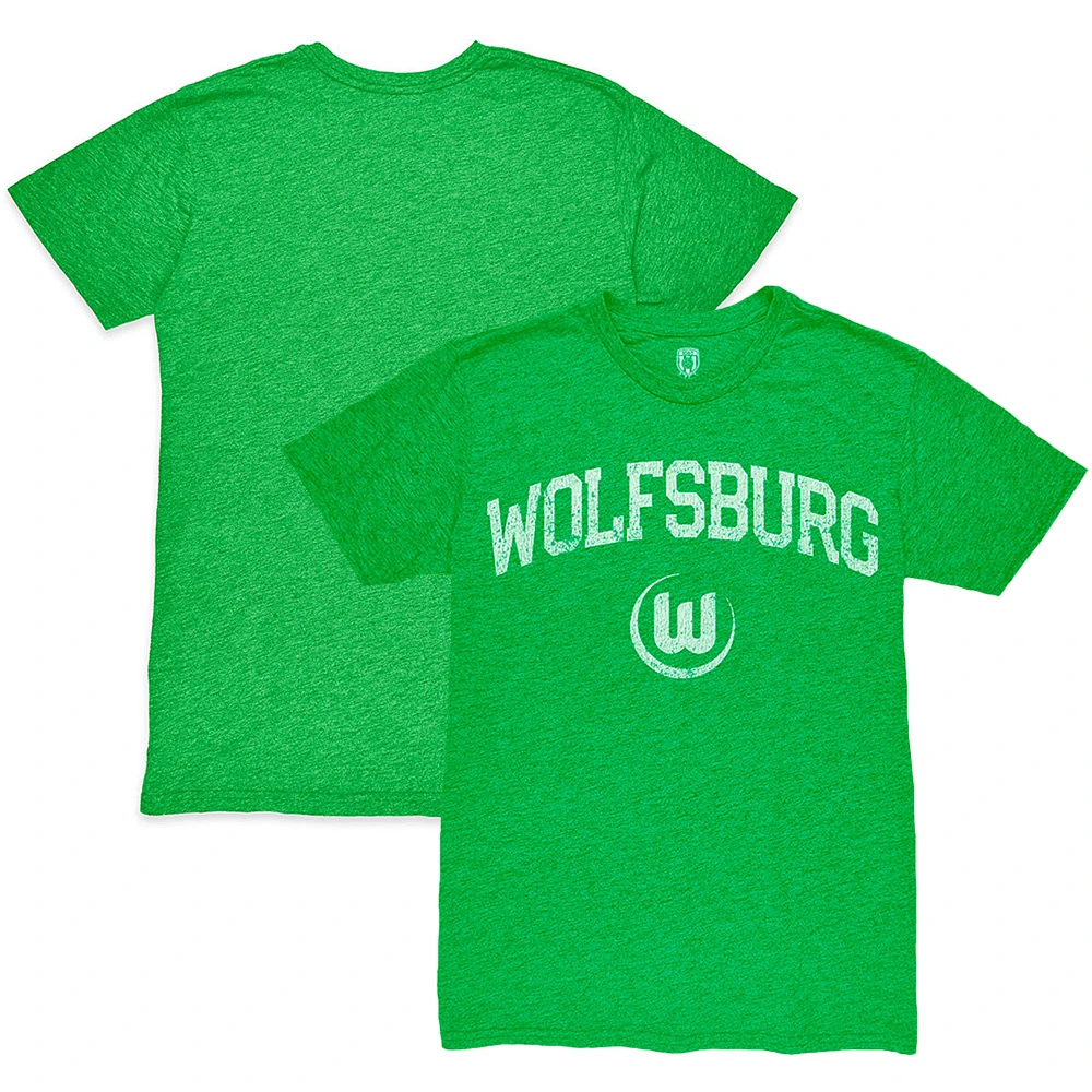 Men's 1863FC Neon Green VfL Wolfsburg Wordmark Twisted Tri-Blend Slub T-Shirt