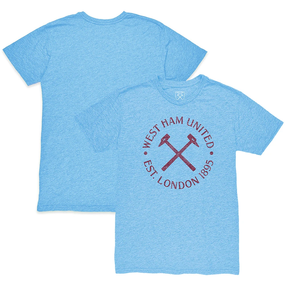 Men's 1863FC Light Blue West Ham United Mono Crest Twisted Tri-Blend Slub T-Shirt