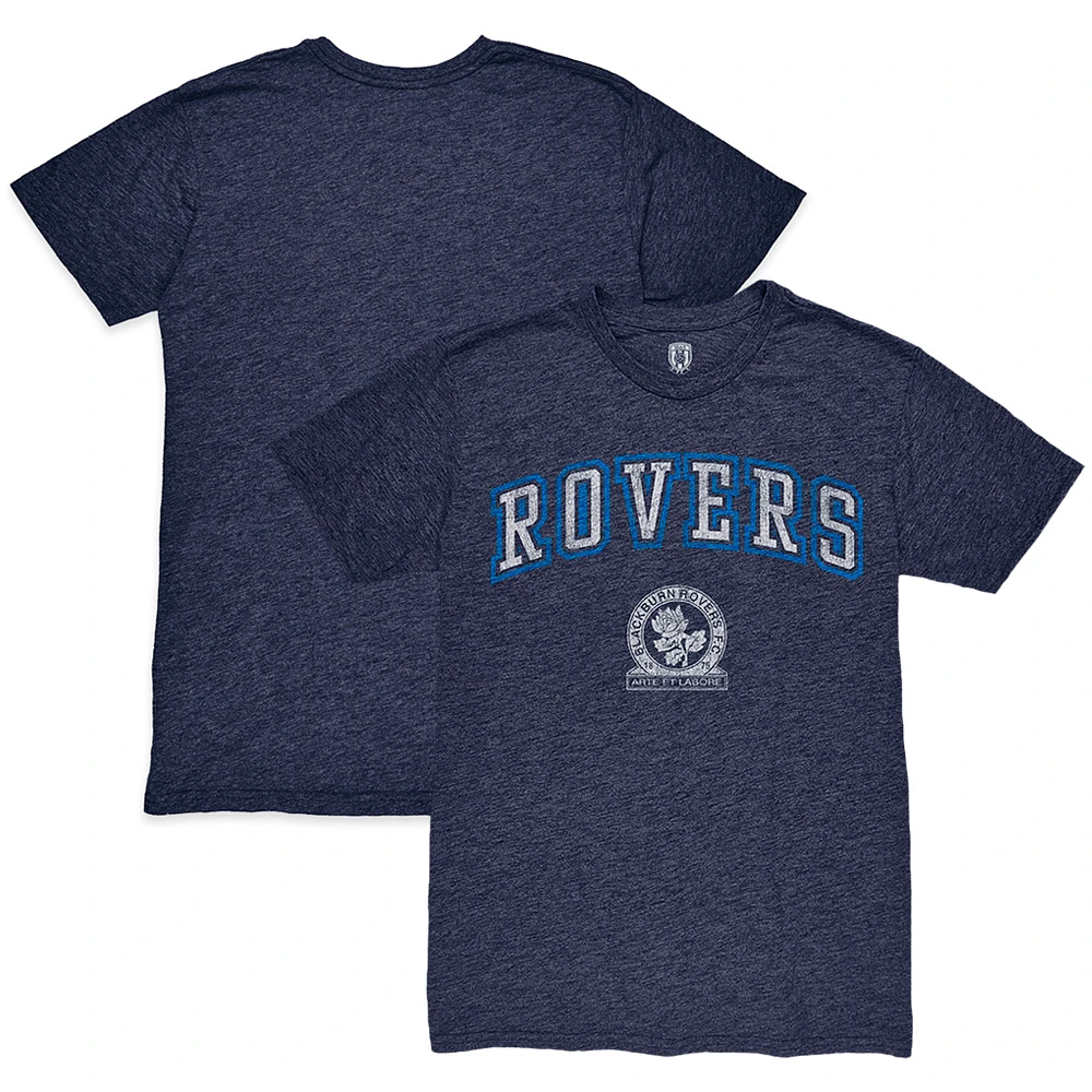 Men's 1863FC Heather Navy Blackburn Rovers Wordmark Slub T-Shirt
