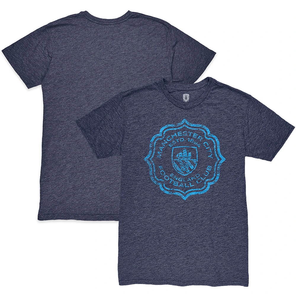 Men's 1863FC Heather Navy Manchester City Retro Flourish Twisted Tri-Blend Slub T-Shirt