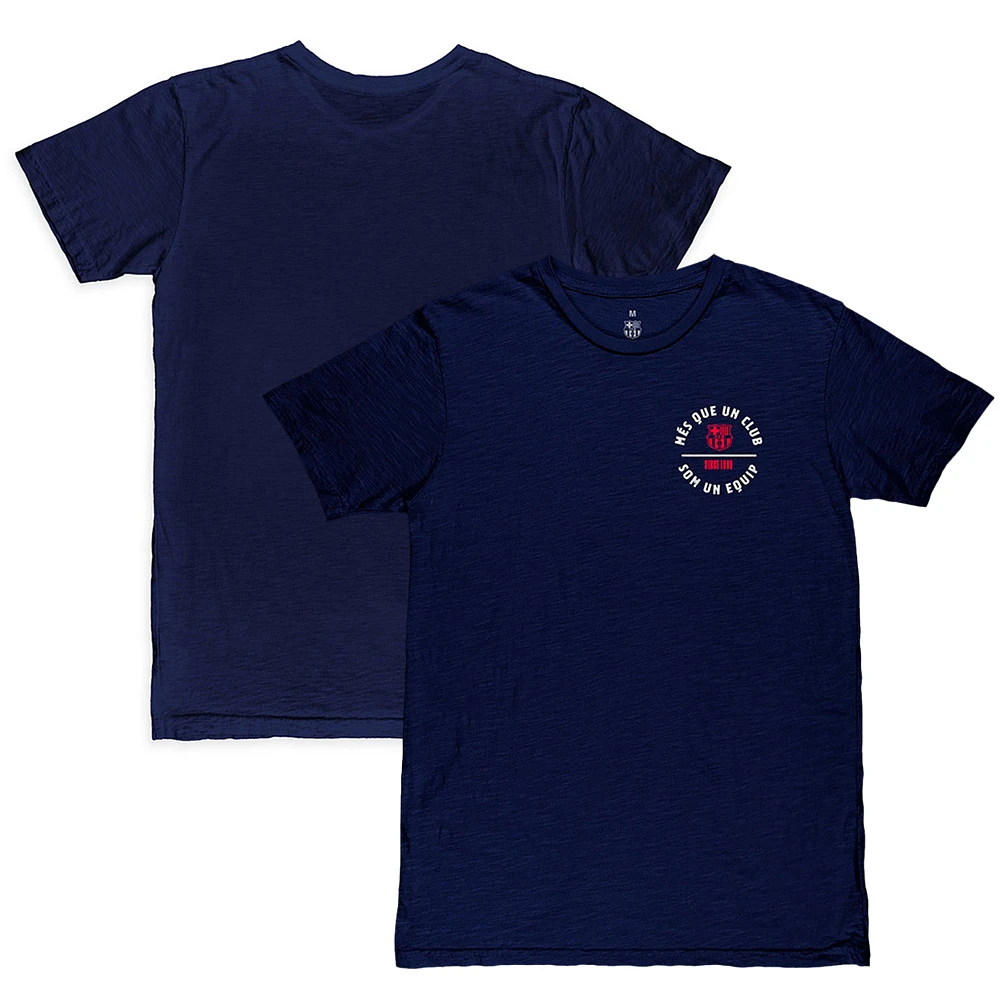 Men's 1863FC Navy Barcelona Slogan Wrap Slub T-Shirt