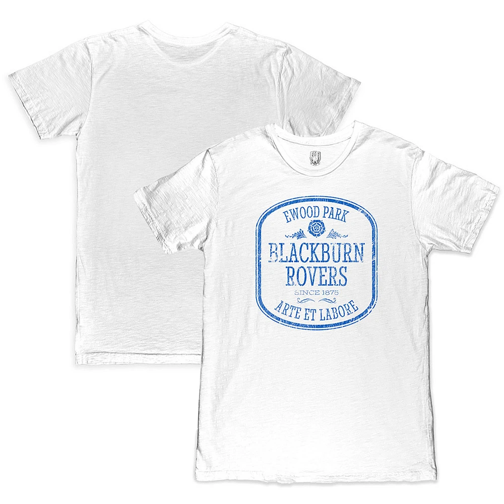 Men's 1863FC White Blackburn Rovers Retro Seal Slub T-Shirt