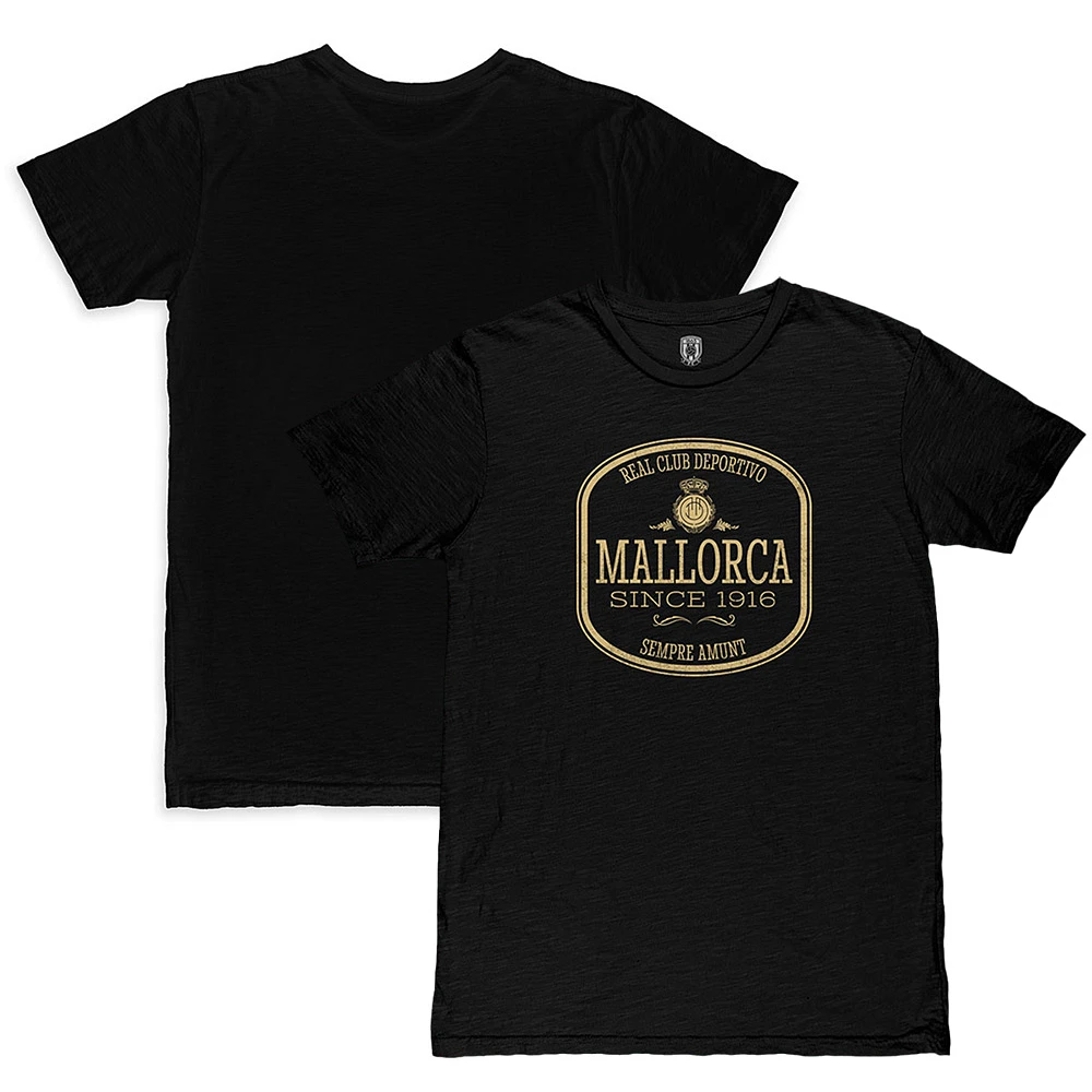 Men's 1863FC Black RCD Mallorca Retro Seal Slub T-Shirt