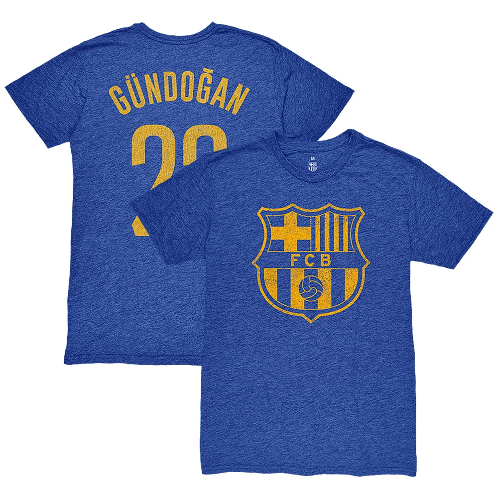 Men's 1863FC Ilkay Gündogan Heather Royal Barcelona Player Name & Number Twisted Tri-Blend Slub T-Shirt