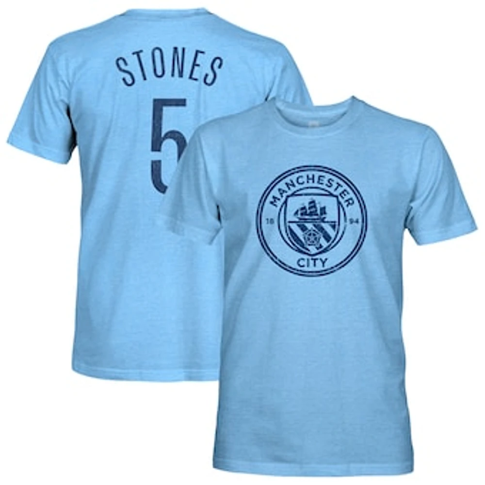 Men's 1863FC John Stones Sky Blue Manchester City Player Name & Number Twisted Tri-Blend Slub T-Shirt