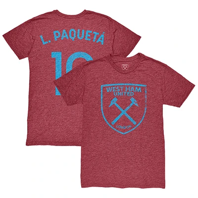 Men's 1863FC Lucas Paquetá Claret West Ham United Player Name & Number Twisted Tri-Blend Slub T-Shirt