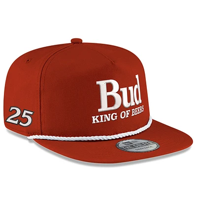 Men's New Era Scarlet Ken Schrader Bud King of Beers Golfer Snapback Adjustable Hat