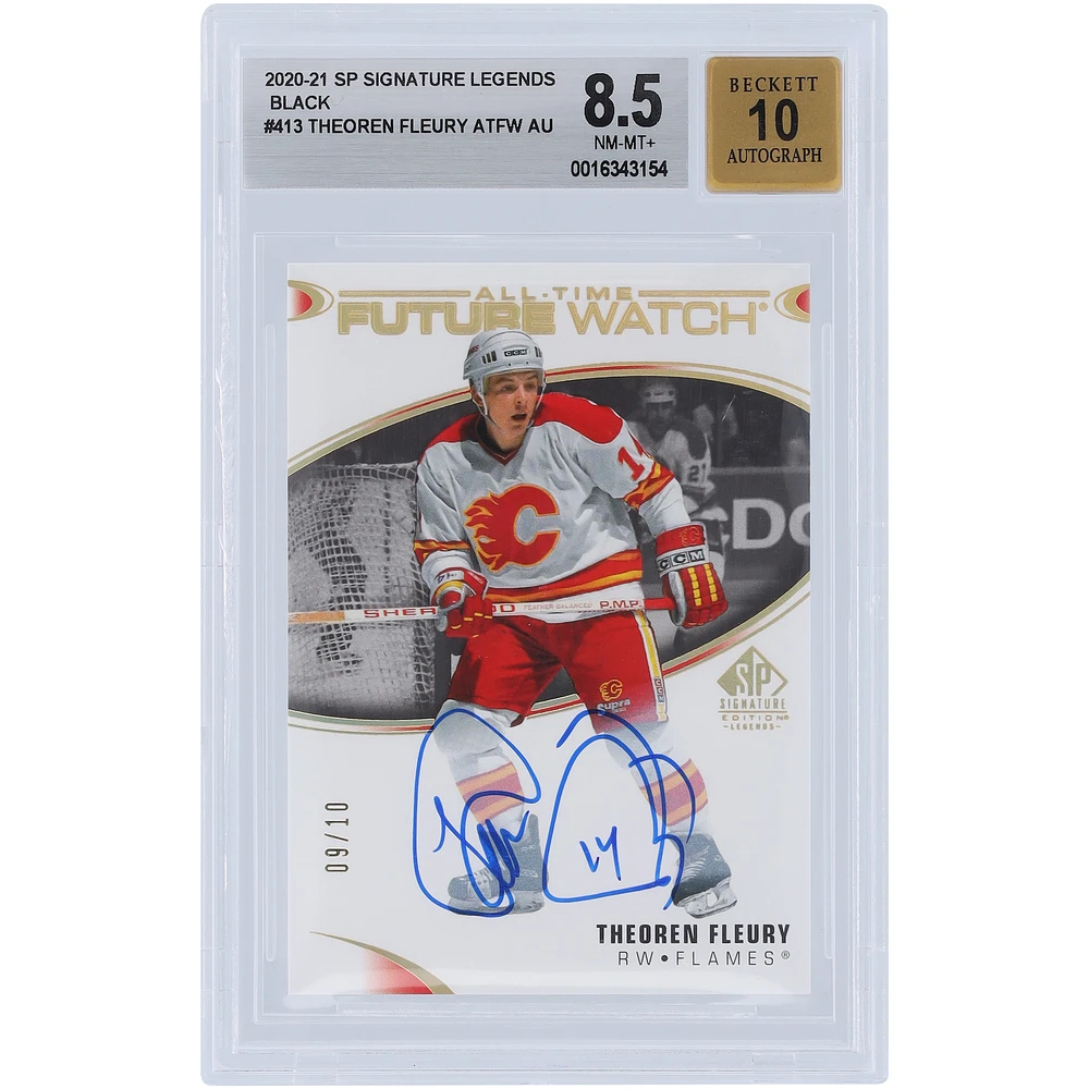 Theoren Fleury Calgary Flames Autographed 2020-21 Upper Deck SP Authentic Black #413 #9/10 BGS Authenticated 8.5/10 Card