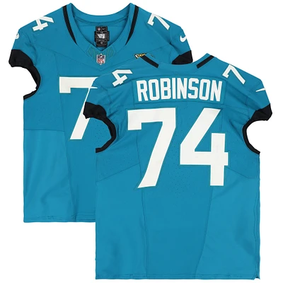 Cam Robinson Jacksonville Jaguars Game-Used #74 Teal Jersey vs. San Francisco 49ers on November 12, 2023