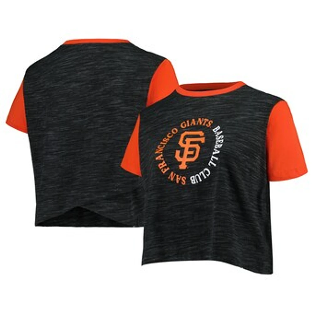 Women's New Era Black San Francisco Giants Plus Crossover Back Cropped T-Shirt
