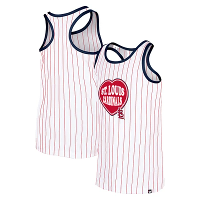 Girls Youth New Era White St. Louis Cardinals Pinstripe Tank Top