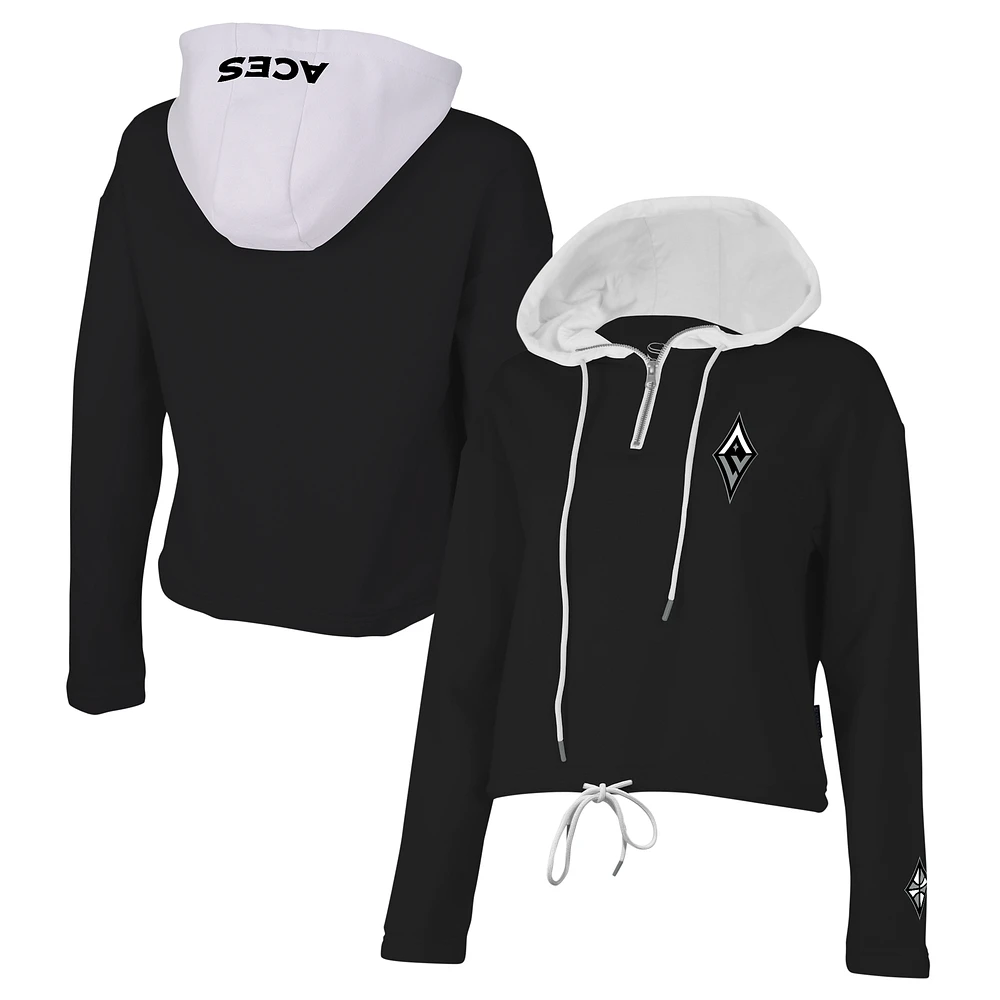 Women's Stadium Essentials Black Las Vegas Aces Game Plan Quarter-Zip Hoodie