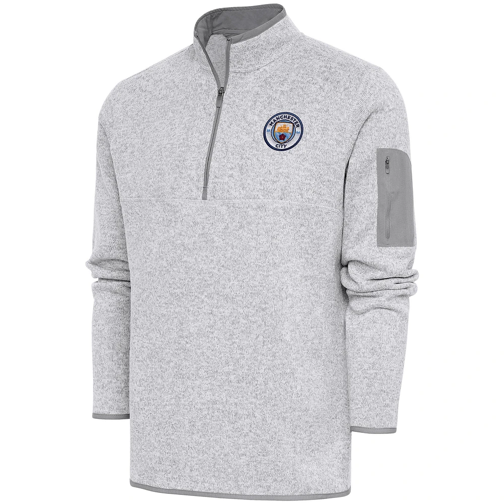 Men's Heather Gray Manchester City Elevate Quarter-Zip Pullover
