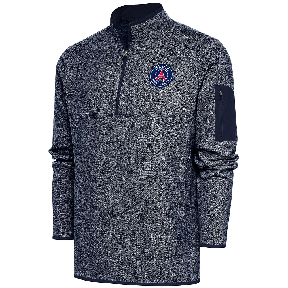 Men's Heather Navy Paris Saint-Germain Elevate Quarter-Zip Pullover