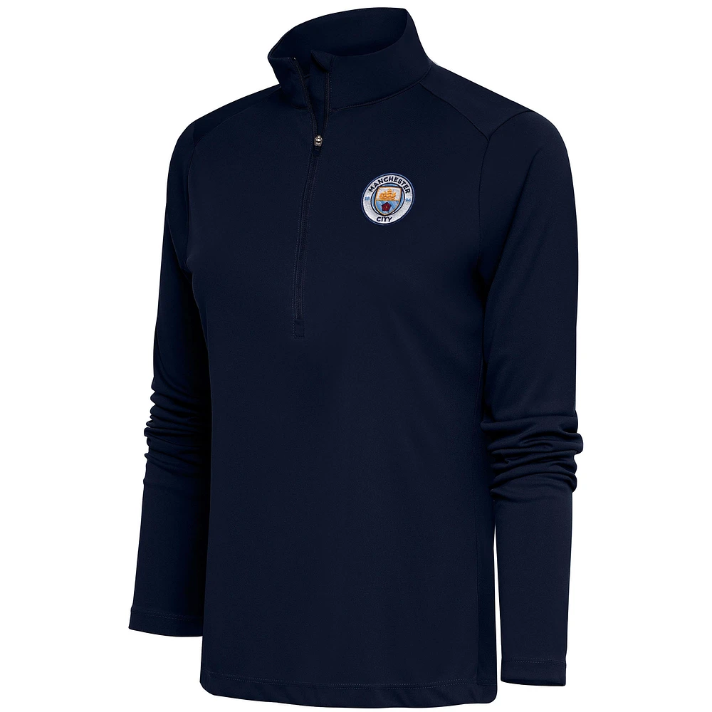 Women's Navy Manchester City Statement Half-Zip Pullover Top