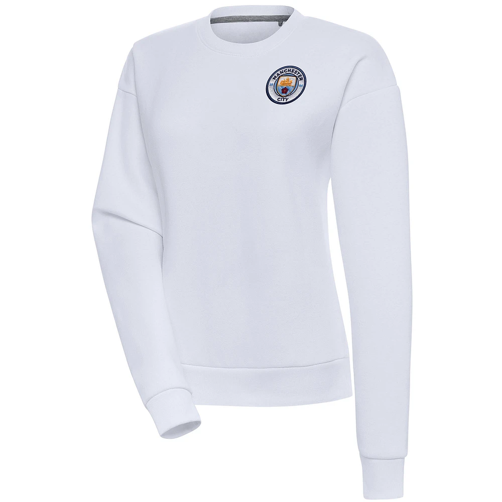 Women's White Manchester City Takeover Crewneck Pullover Sweatshirt